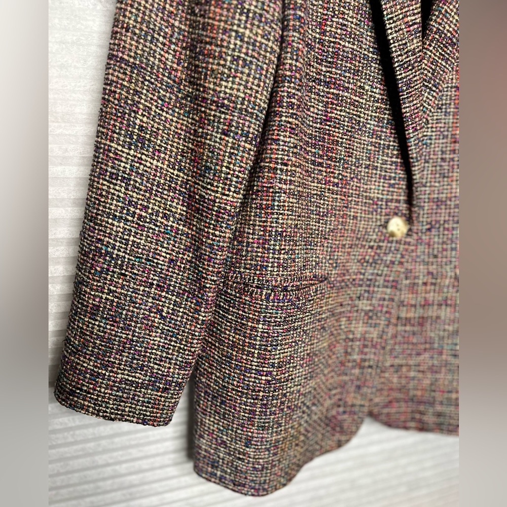 AMBIANCE New York Vintage Tweed Silk Women’s Blazer Jacket multicolor size M - Picture 7 of 14